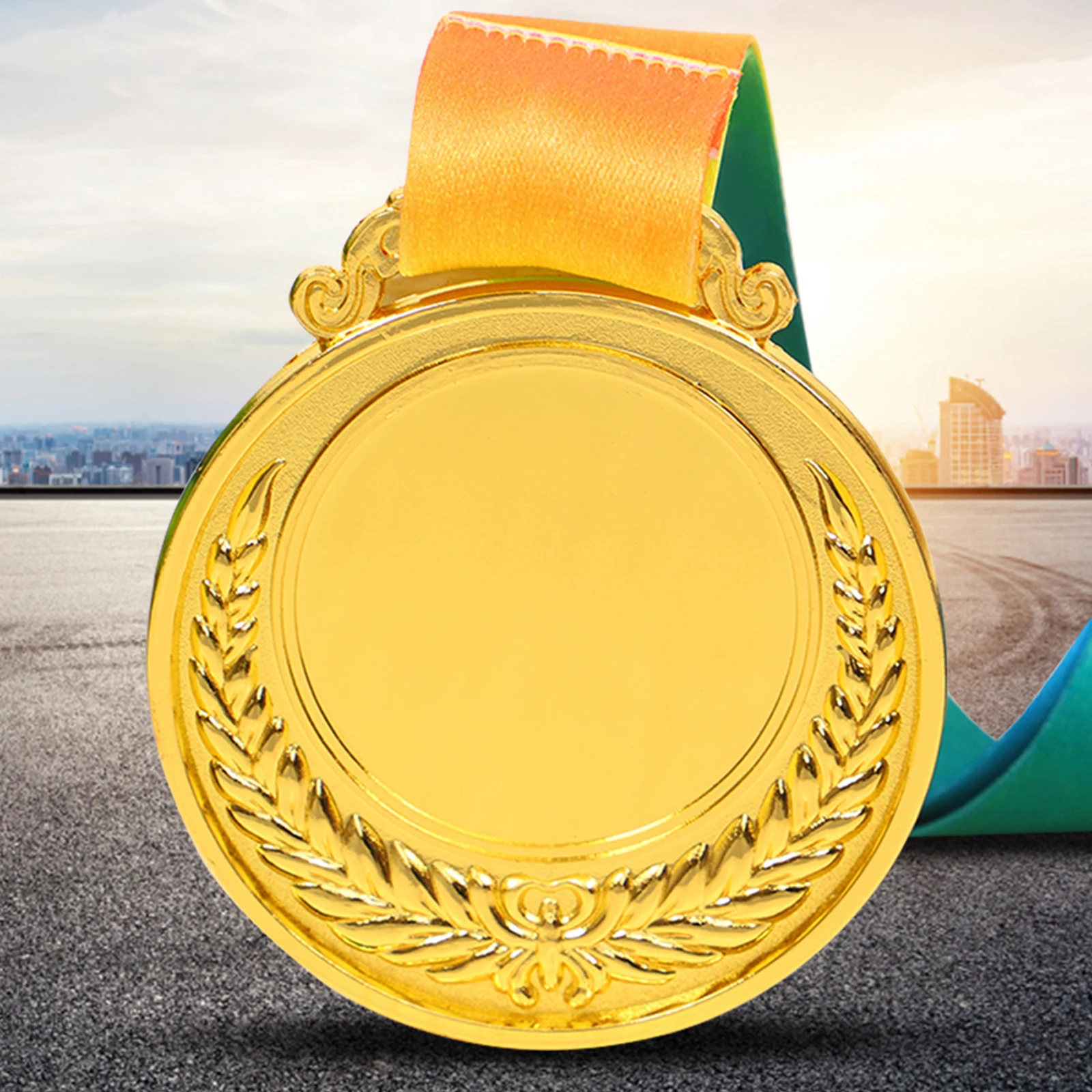 2.54 Inches Winner Award Medal with Neck Ribbon Wheat Ear Metal Medals Competition Award Medal for Kids  Sports Meeting