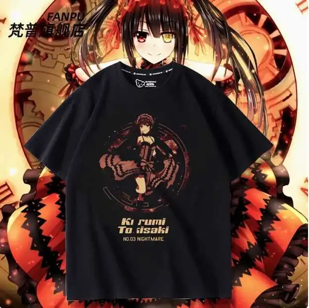

Anime DATE A LIVE Tokisaki Kurumi Short Sleeve T-Shirt Summer Cosplay Costume Casual Student Loose Tops anime