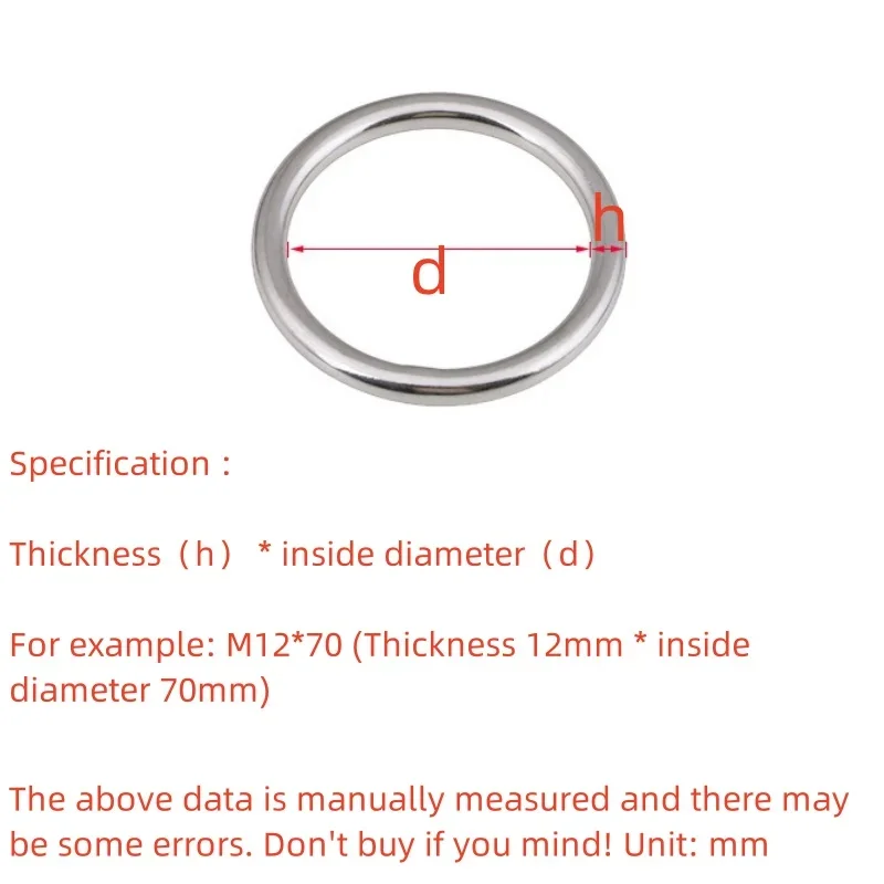 Welded Ring15-150mm 304 Stainless Steel Seamless Welded Circular Ring O Ring for Rigging Marine Boat Hammock Yoga Hanging Ring