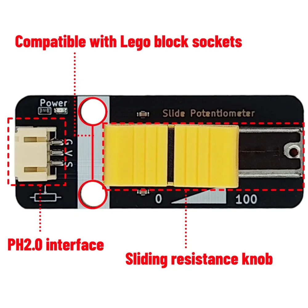 PH2.0 Connector Enclosed 10K 5V Slider Potentiometer Module Continuously Changing Analog Output, Perfect Matching Arduino ESP32
