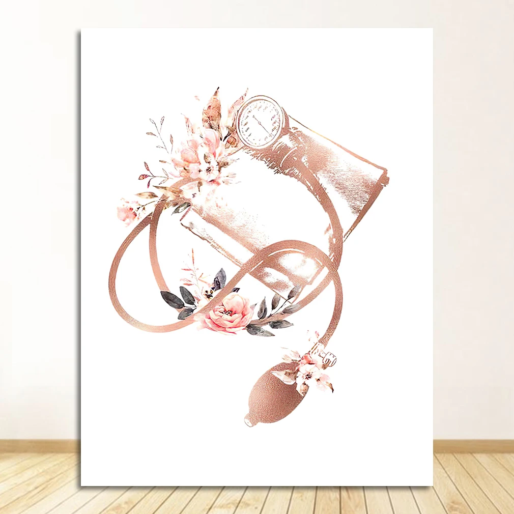 

2026 new Posters and Prints Cardiologist Gift Heart Stethoscope Flower Medical