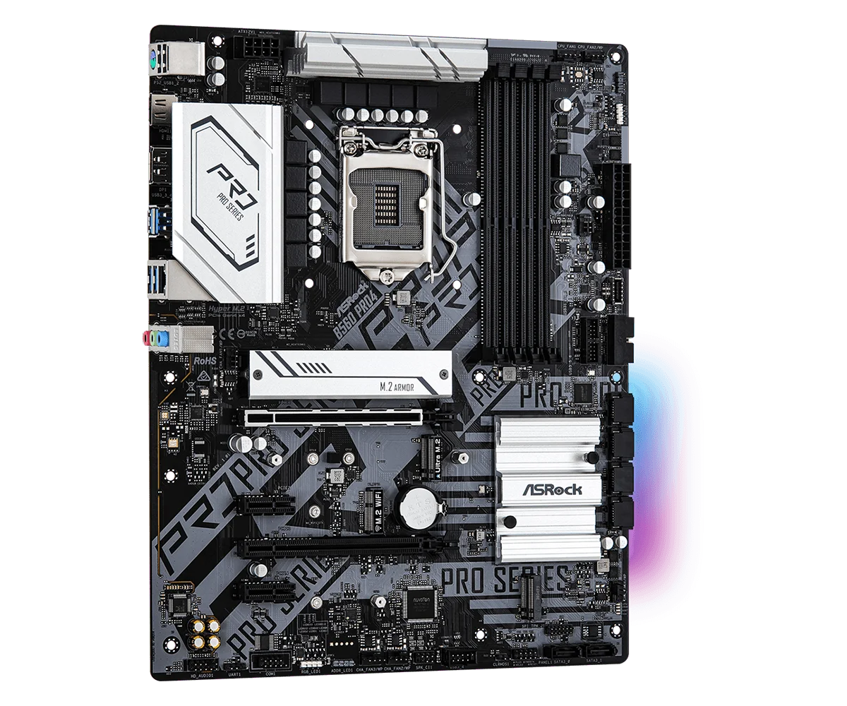 Imagem -03 - Placas-mãe Intel B560 Lga 1200 Ddr4 128gb Suporta Core I511400f I3-10100f I9-11900t Cpu M.2 Sata Iii Usb 3.0 Asrock-pro4