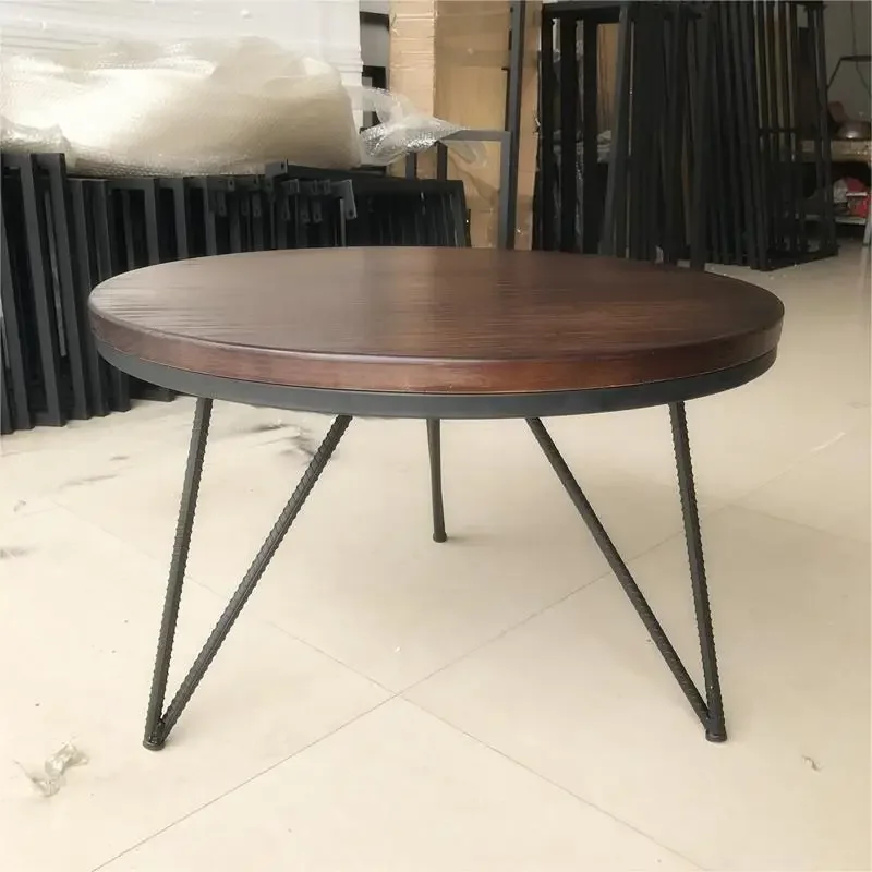 Coffee Table South American Walnut with Metal Legs Round Solid Wood Sidetable Small,Beautiful, Suitable for Living Room,Bedroom