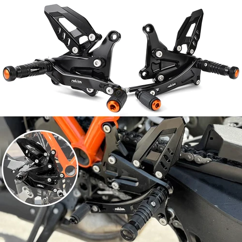 調整可能なオートバイフットレストキット,リアセット,ktm 1290用リアセット,スーパーデュークrgt,2024, 2023, 2022, 2021, 2020