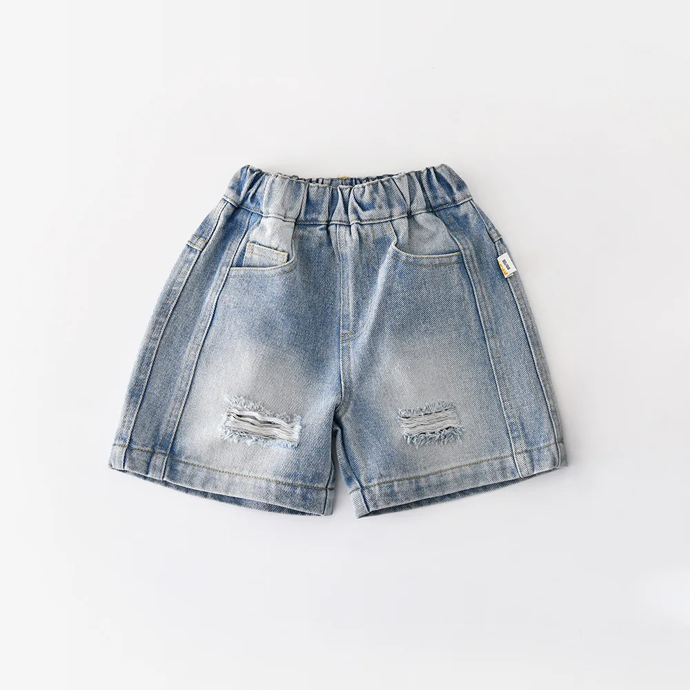 

Летние новые джинсовые шорты для девочек 2026 года, рваные джинсы для малышей, повседневные брюки для младенцев, свободные шорты, детская одежда