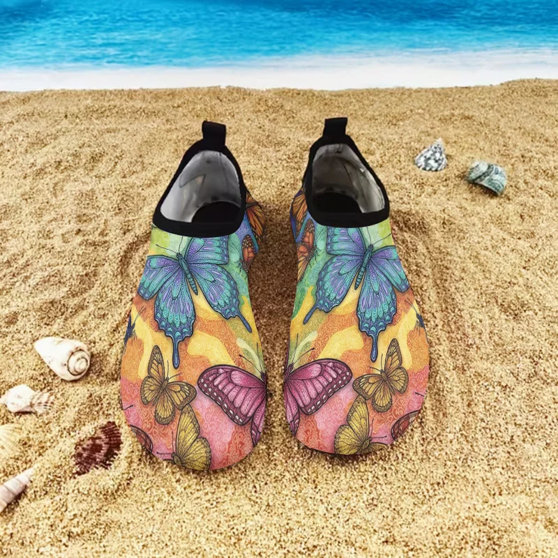 1 Pair Men Women Butterfly Beach Shoes, Non-slip Quick Dry Clogs, Summer Breathable Soft Sole Outdoor Seaside Casual Slippers