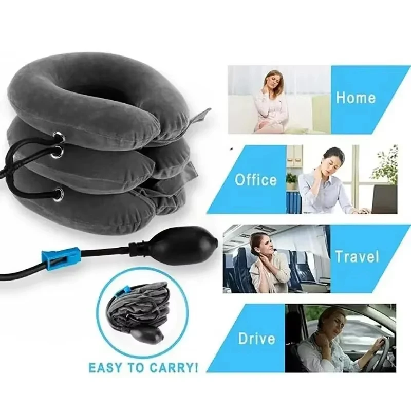 

Neck Support Cushion Inflatable Air Cervical Neck Traction Device Pain Stress Relief Tractor Support Massage NECK Pillow Neck Su