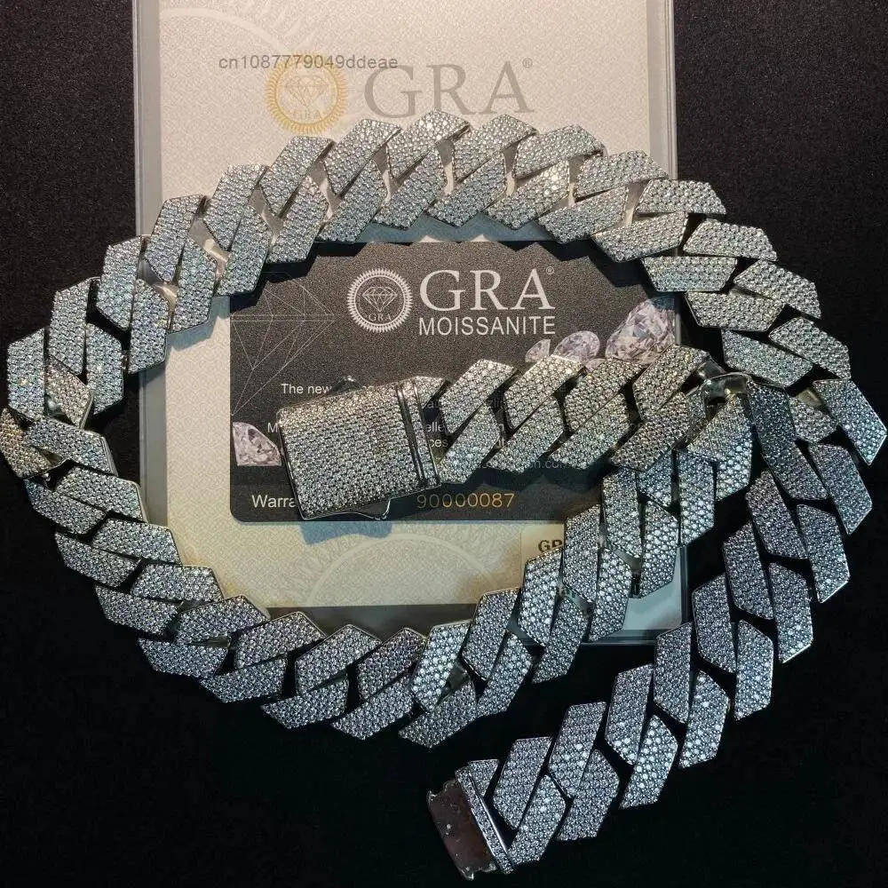 

22 мм на заказ хип-хоп муассанит с бриллиантами 925 кубинская цепочка с звеньями тяжелая кубинская цепочка на юбилей Iced out ювелирные изделия