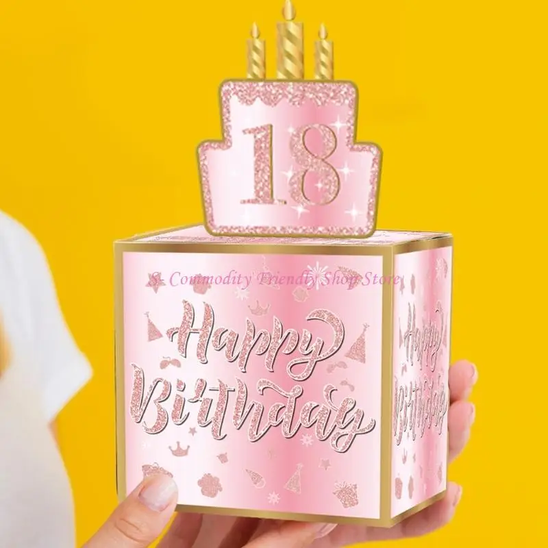 

85AE Safe Paper Birthday Surprise boxes Pull Out Money Holder Customizable Age Decorations Party Supplies