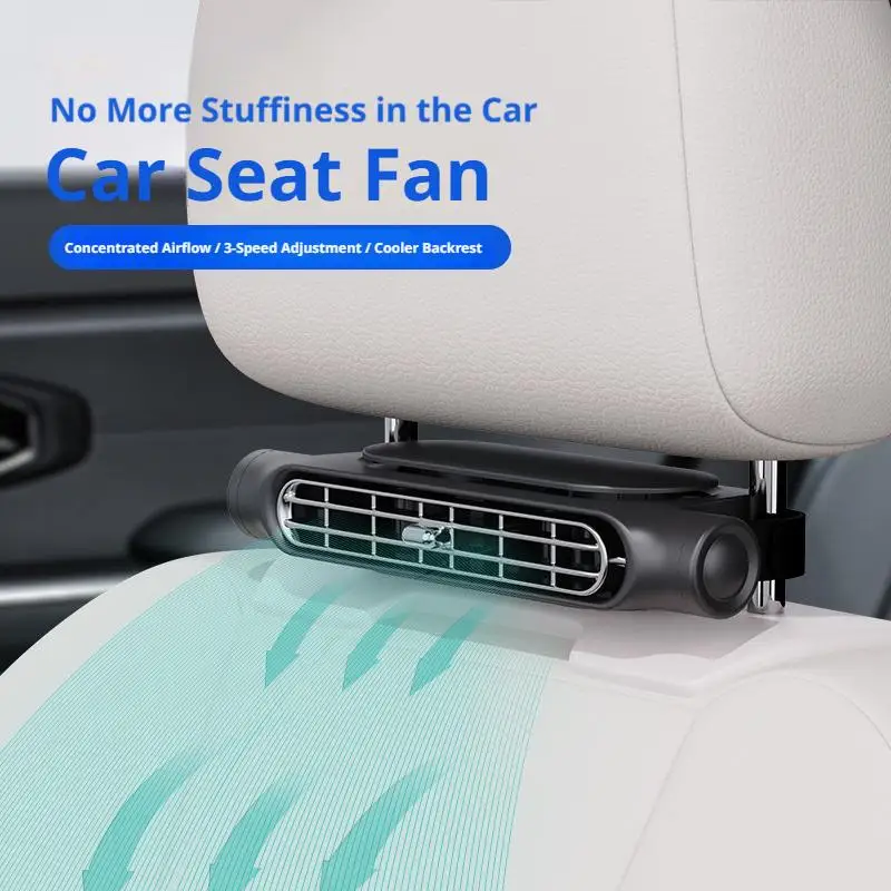  Car Rear Seat Cooling Fan Headrest Mount Design USB Air Fan Improve Airflow Vehicle Seat Ventilation Cooler For Rear Passenger