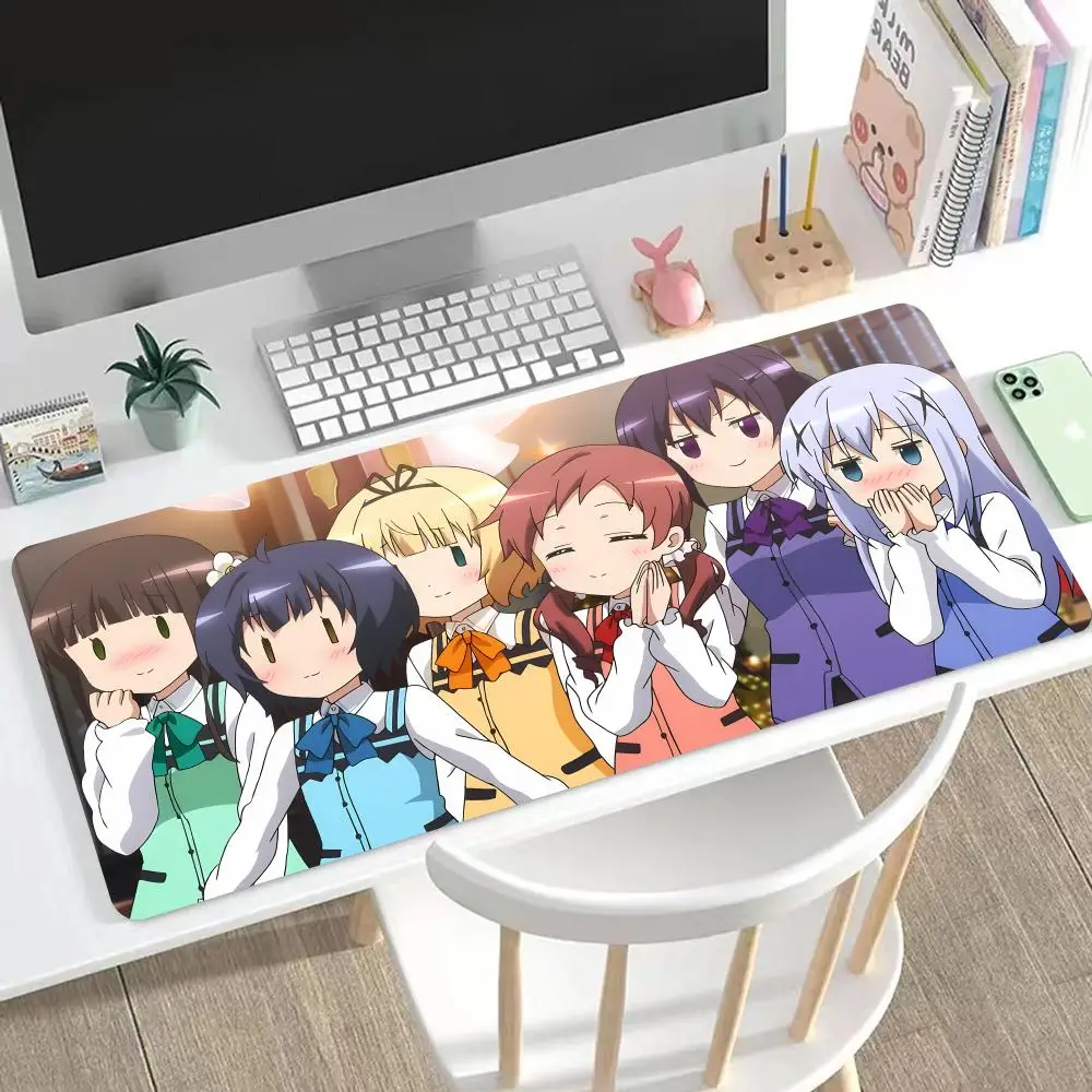 

Is the Order a Rabbit Anime Girl Mouse Pad Cute HD Mousepad Pad Extended Gaming Keyboard LargeMousepad 90x40cm Gamer Mousepad