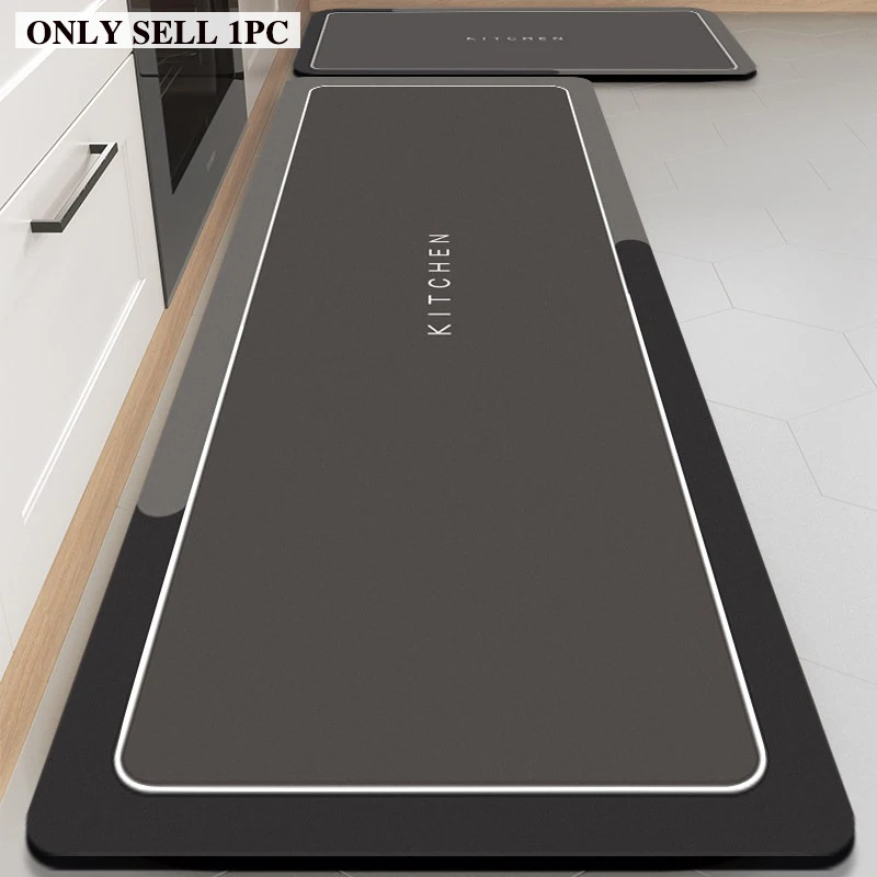 PVC Kitchen Floor Mat Waterproof Oil-proof Non-slip Leather Carpet Solid Color Long Foot Mats Minimalist Style Home Decor Rug