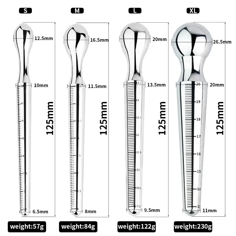 125MM Long Stainless Steel Urethral Dilator with Scale Penis Plug for Male Masturbator Penis Inserts Stimulation SexToys for Men