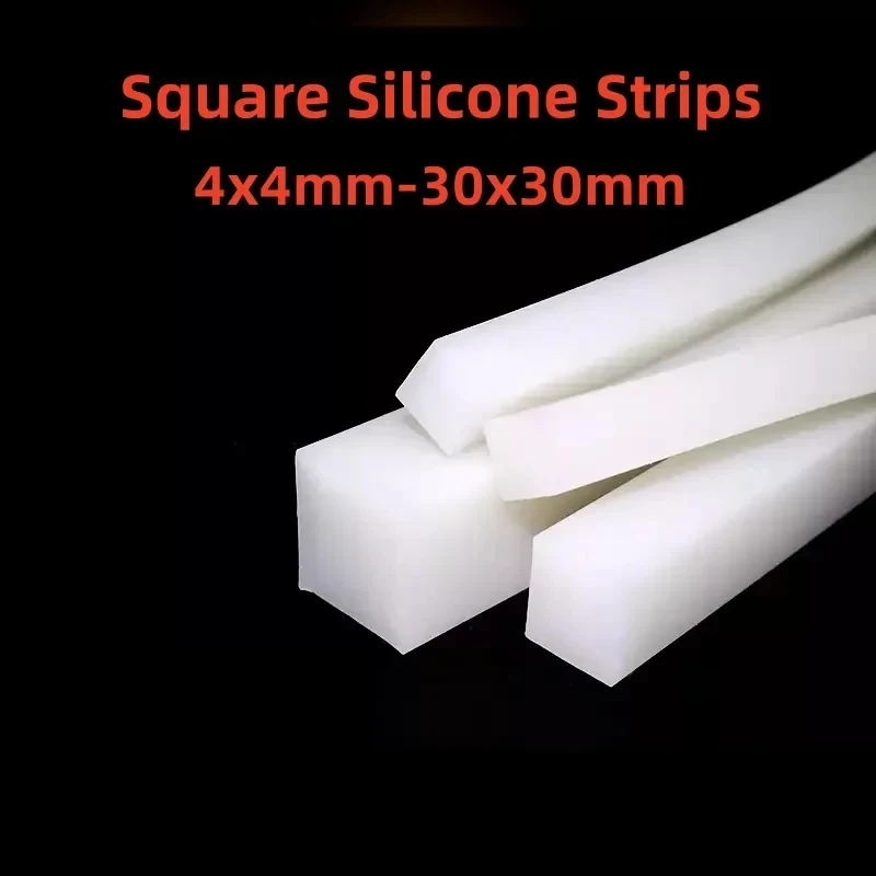 1Meter Silicone Rubber Square Profile Seal / High Temperature Resistant Solid Gasket Strip for Industrial & DIY Sealing