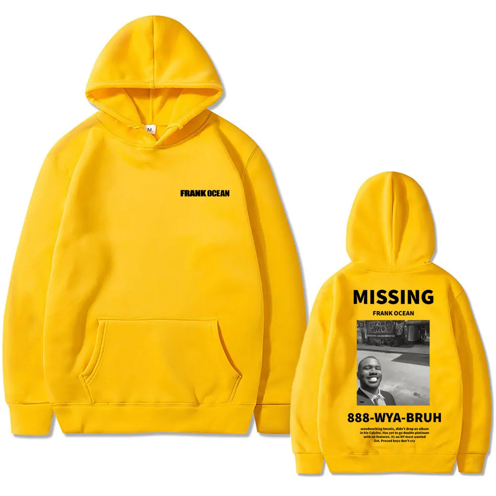 Rapper masculino Frank Missing Hoodie de grandes dimensões, streetwear masculino, roupas casuais, vintage, oceano, hip-hop, loiro, moda