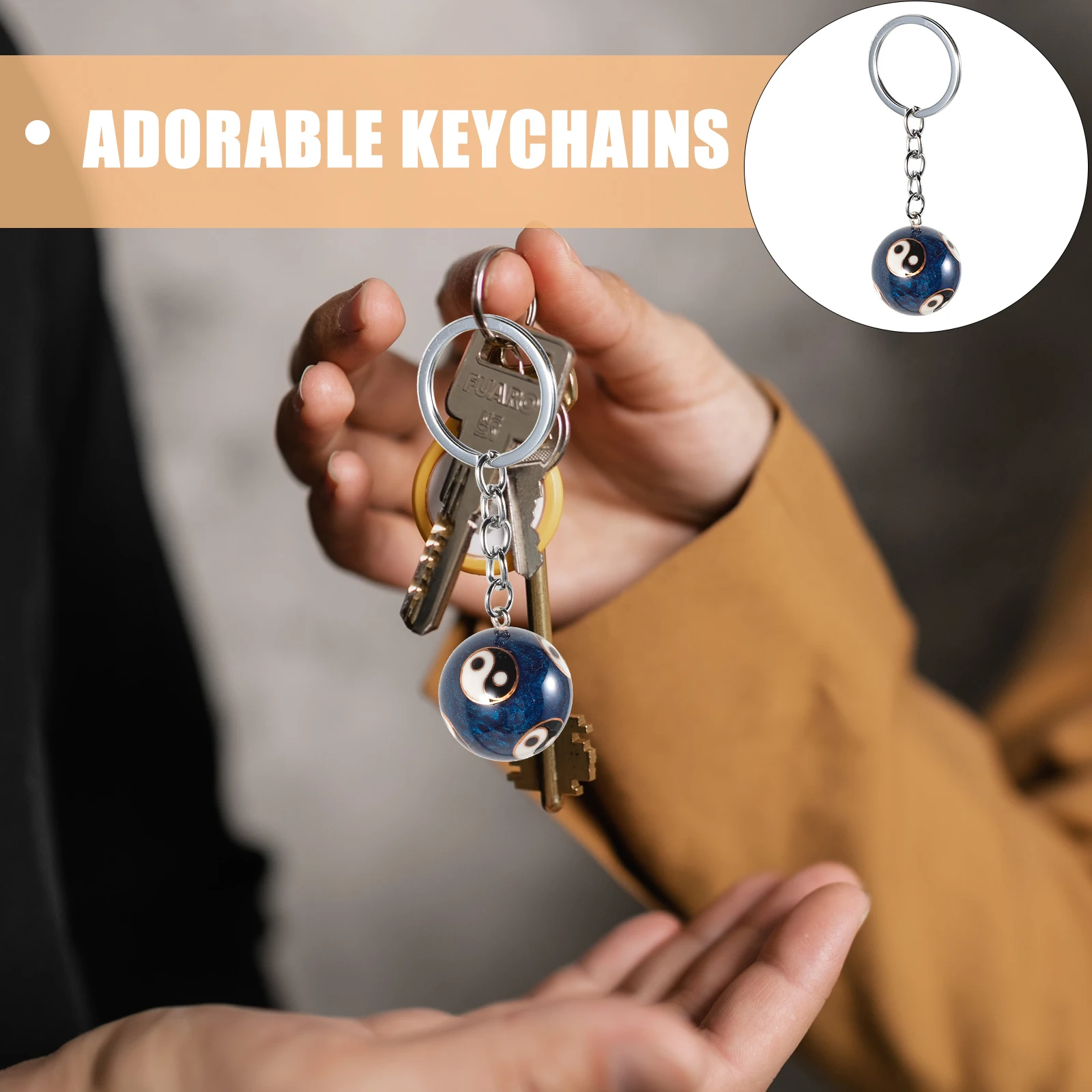 

Fitness Handball Keychain Baoding Cloisonne Enamel Massage Sports Ball Key Rings Eight Diagrams Gifts Mini Decorative Pattern