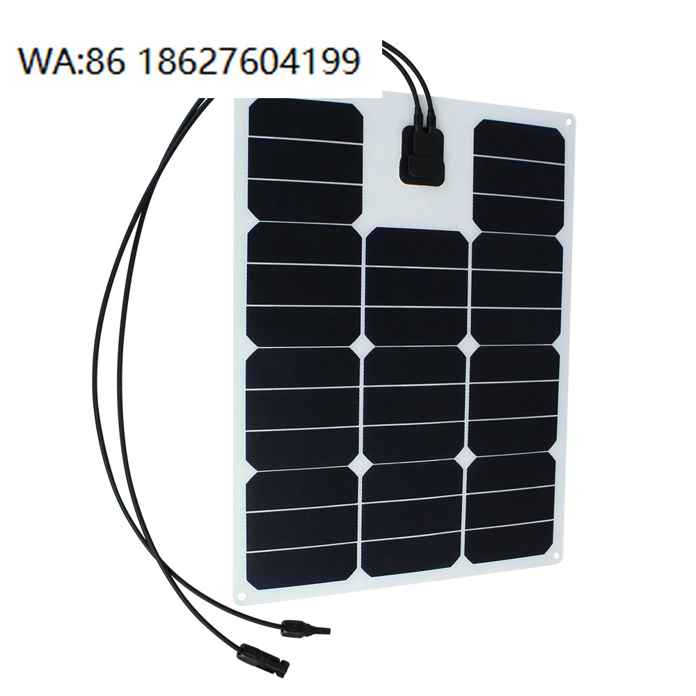 

35W 18V Thin Flexible Solar Panel, Semi-Flexible Module Camping Marine Off Grid Battery Charging
