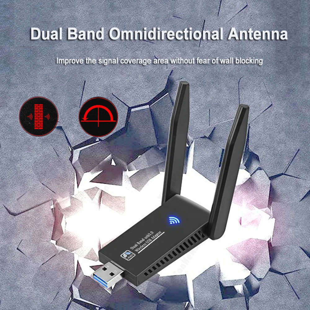 1300Mbps USB 3.0 WiFi Adapter 2in1 Wi-Fi Receiver Transmitter Dual Band 2.4G/5GHz Wireless Network Card Free Drive