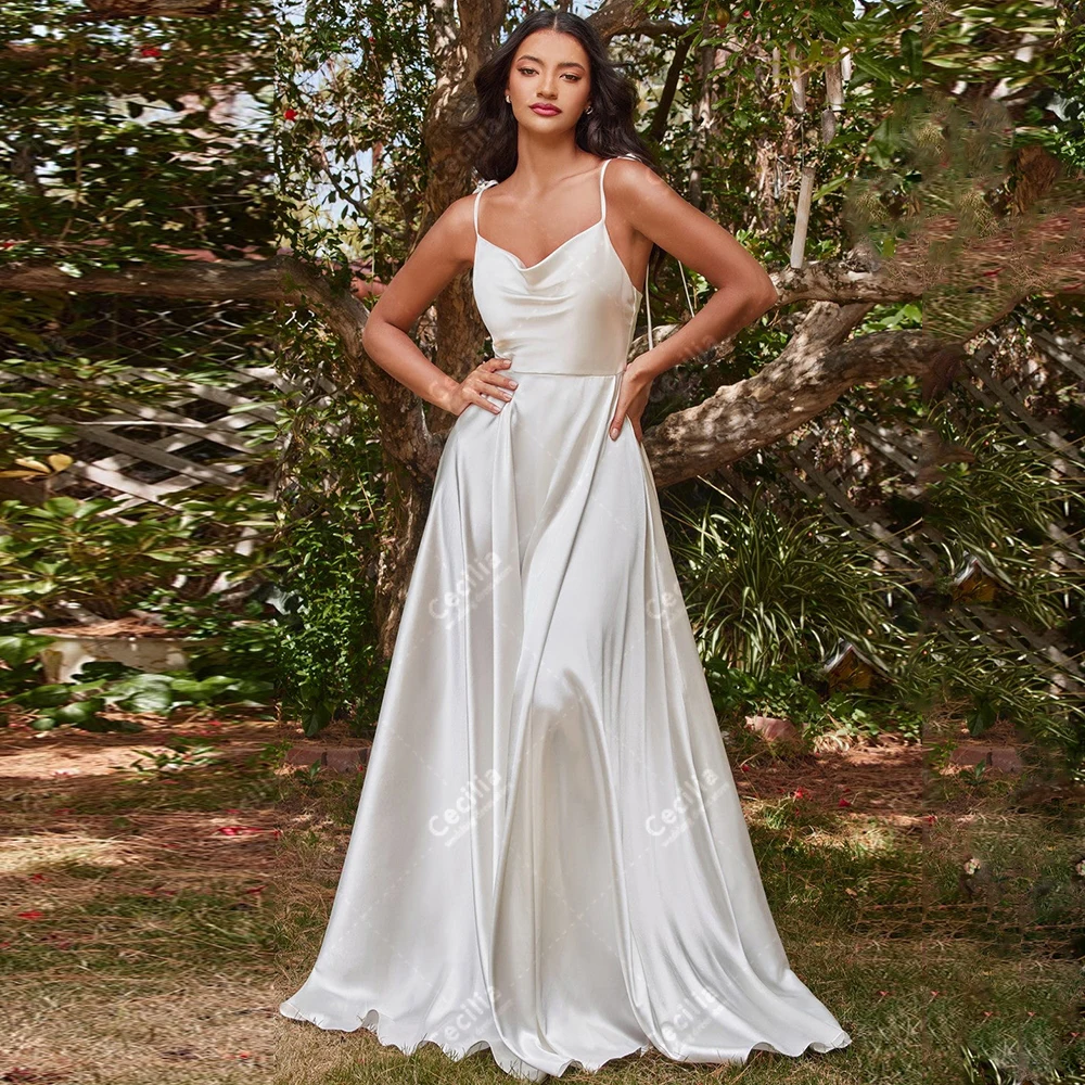 Simple Wedding Dresses Satin Bridal Gowns Elegant Floor Length Robes For Formal Party Charming Vestidos De Novia Customized 2025