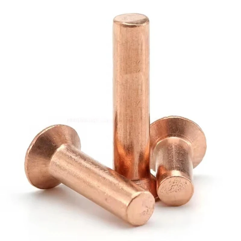 

Impact-Resistant Copper Alloy Rivets - M2-M8 Flat/Round Head Pure Copper Fasteners for Leathercraft, Metalwork & Bag Hardware