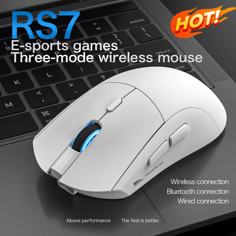SMAILWOLF RS7 Gaming Mouse Bluetooth 2.4G Receiver 6 Key 89g Lightweight 20000 DPI RGB Type C 3 Modes Wired Wireless Gamer Mouse