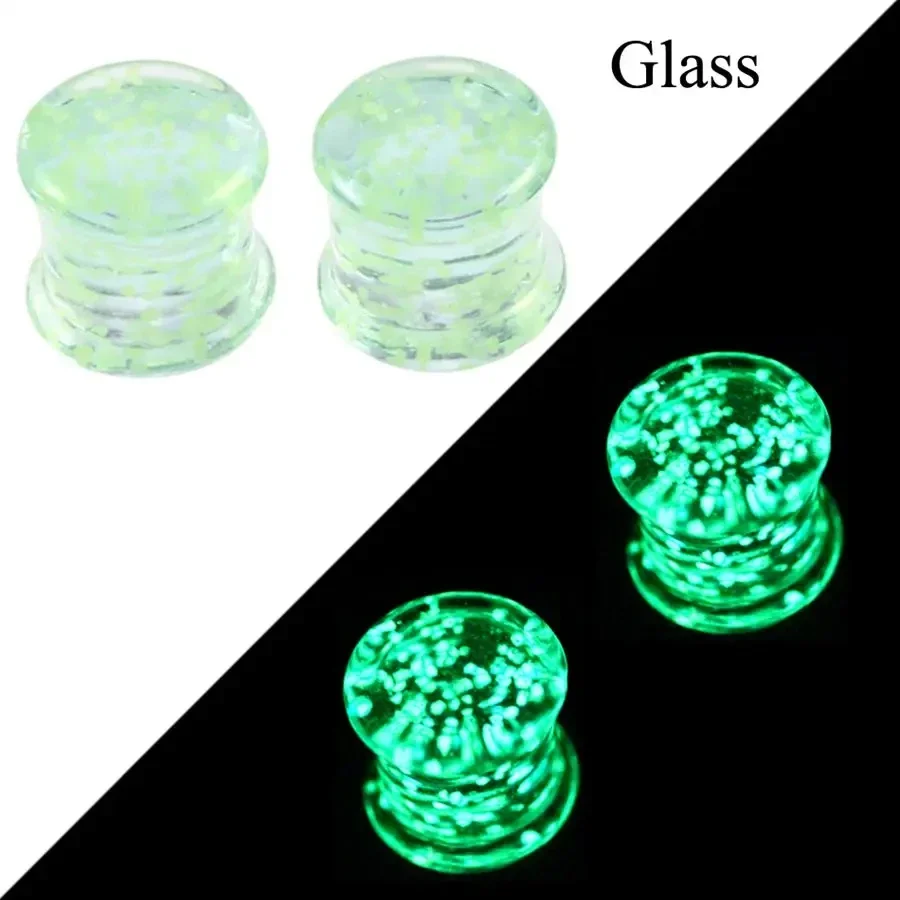 2pcs Multiple Styles Glow in the Dark Ear Tunnel Plugs Piercing Ear Taper Stretcher Kit Earring Gagues Expander Piercing Jewelry