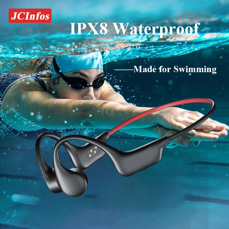 Bone Conduction Wireless Headphones IPX8 Waterproof Swim Sports Earphone 32G MP3 Bluetooth 5.3 Headset with Mic Ear-hook Hifi