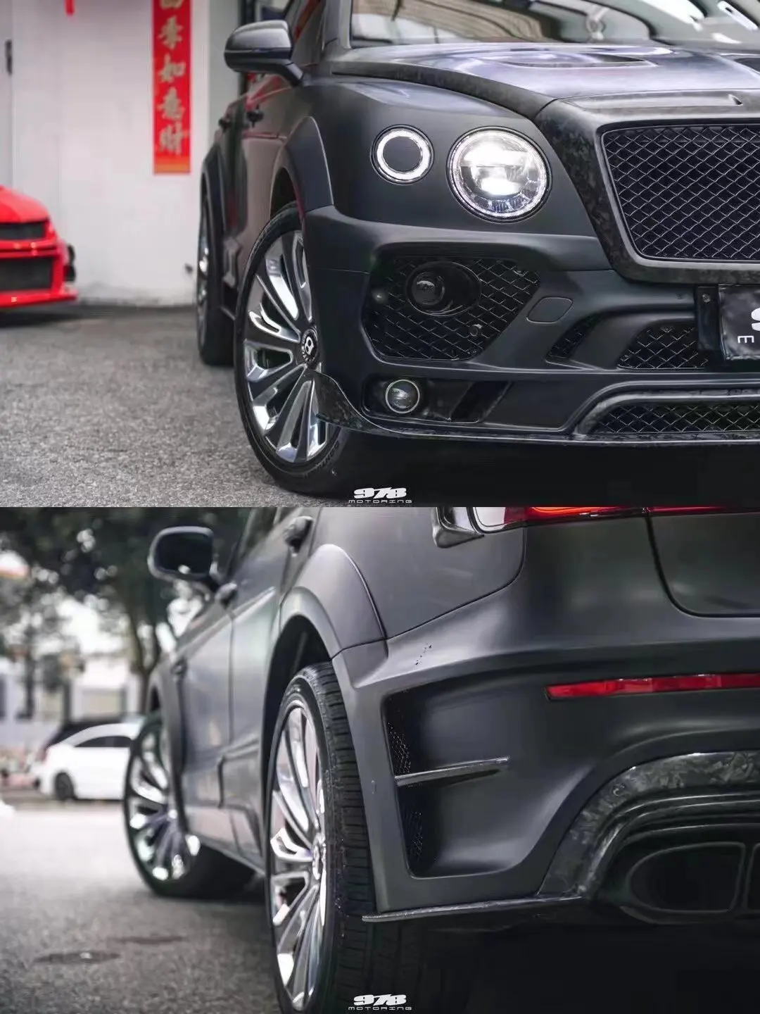 Bentley's new over retrofit upgrade msy wide-body carbon fiber body kit front bumper rear bumper side skirt HOOD exhaust grill