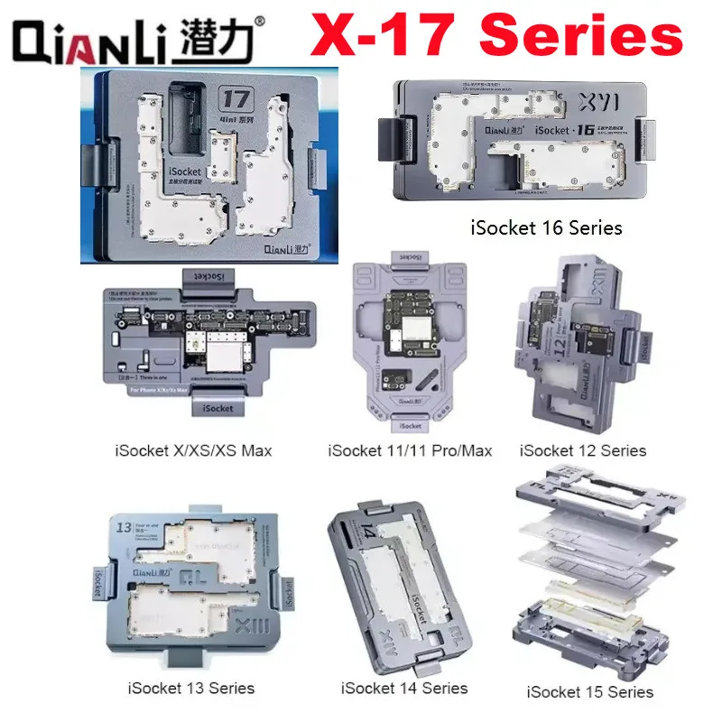 QIANLI ISocket 4IN1 for iPhone X 11 12 13 14 15 16 17 Pro Max Motherboard Test Fixture Double-deck Motherboard Function Tester