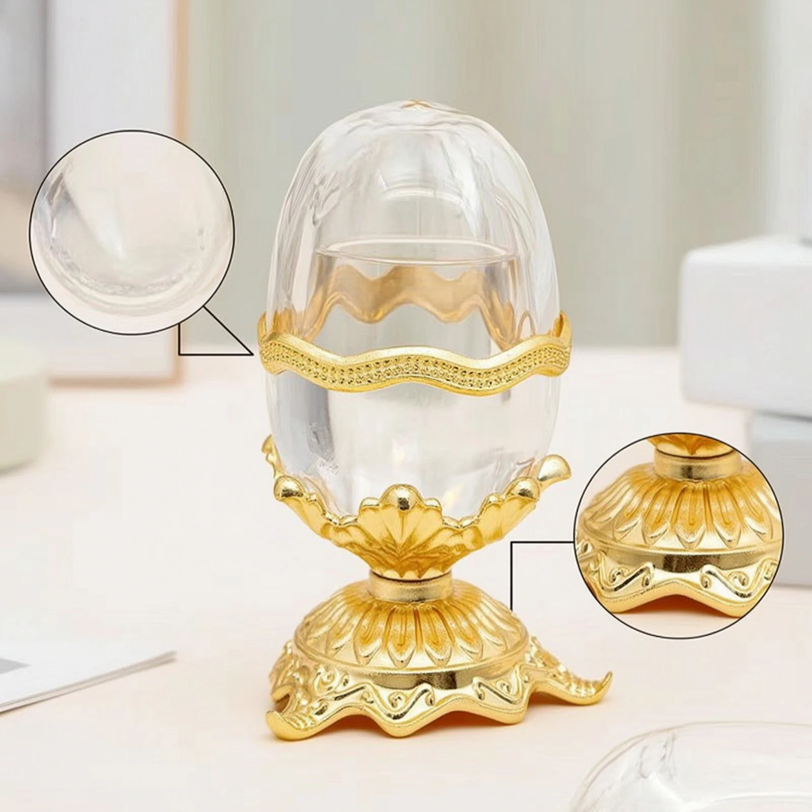 Dental Pick Holder Container with Lid Decorative Dental Pick Holder Container Gold-Tone Handy for Dining Table, Kitchen Counter