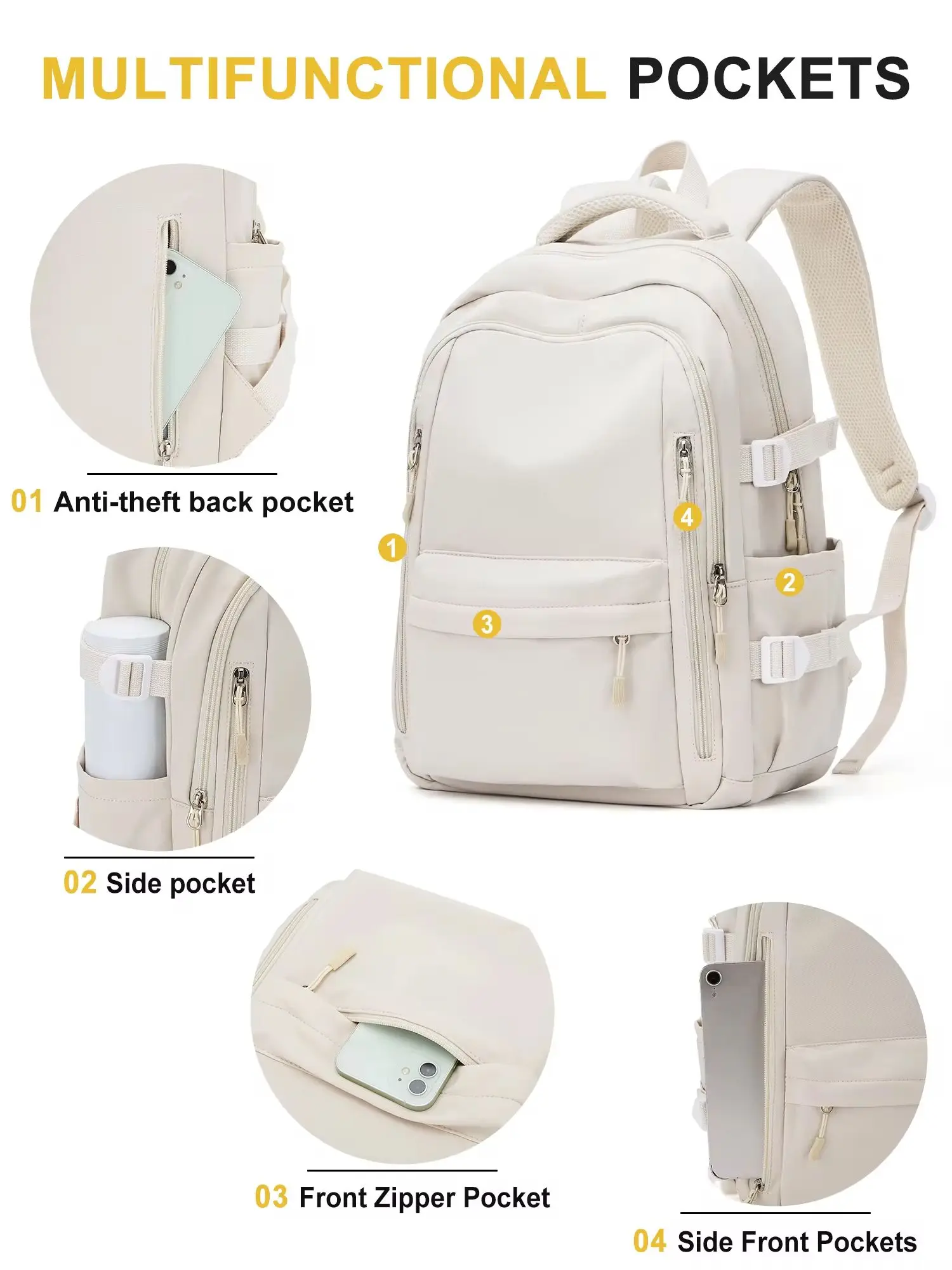 حقيبة ظهر مدرسية للبنات والأولاد ذات سعة عالية مقاومة للماء للمراهقين والكلية حقيبة ظهر للرجال والنساء حقيبة ظهر للسفر حقيبة كمبيوتر محمول Kawaii #5