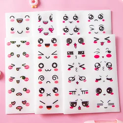 6 Sheets/Set Cute Expression Adhesive Sticker Notebook Hand Account DIY Decoration Transparent Lovely Cartoon Stickers