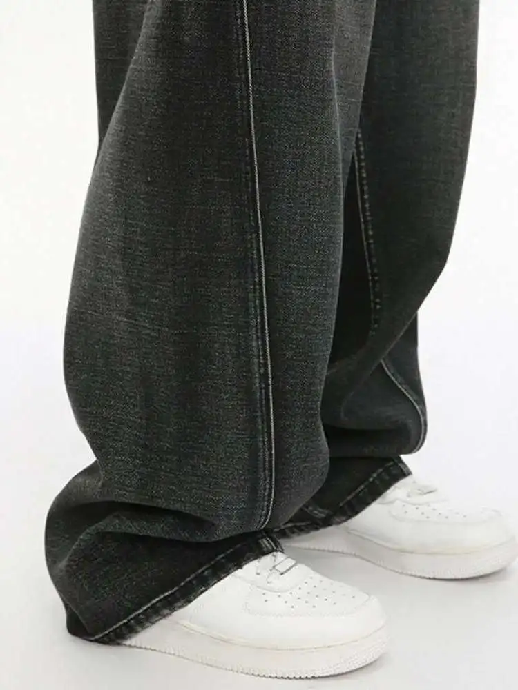 LUZHEN Men's 2025 New Fashion High Quality Loose Jeans Original Elegant Vintage Washed Straight Wide Leg Male Denim Pants JY8546