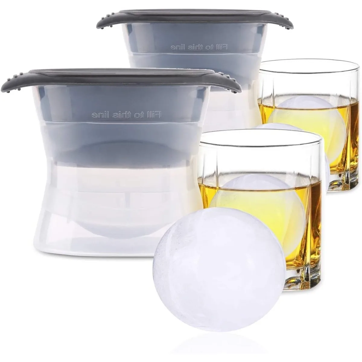 Whiskey & Bourbon Ice Ball Maker Silikonform-Set schafft 1,96 Zoll (5 cm) kristallklare Eiskugeln für die Hausbar