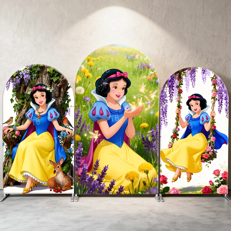 

Snow White Arch Backdrop Cover - Disney Princess Enchanted Flower Garden Theme Party Decoration & Photography Background Wall