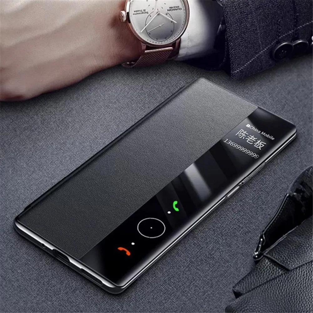 حافظة مغناطيسية فاخرة من جلد البقر لهاتف هواوي Mate70 Pro 70 RS غطاء عرض النافذة