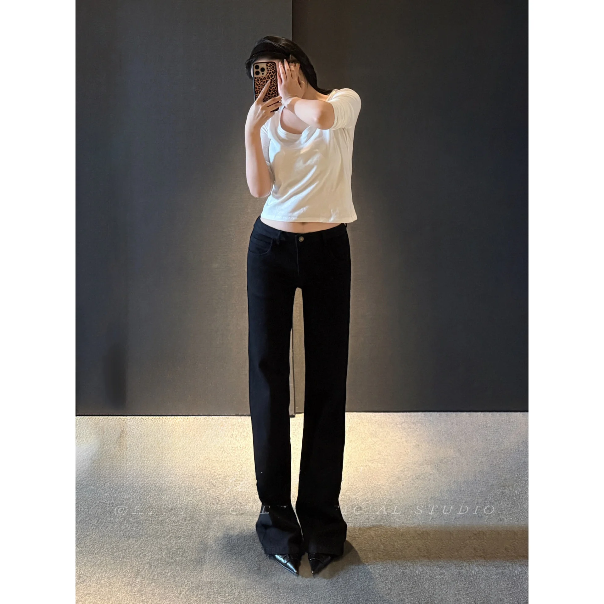 

Slim Fit High Waist Straight Leg Jeans Women's Spring New Korean Style Lengthening Leg Effect Floor Length Pants