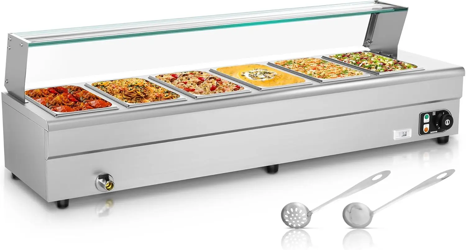 جهاز تسخين الطعام 110 فولت 1500 وات كهربائي من الفولاذ المقاوم للصدأ طاولة بخار باين جهاز تسخين الطعام مع مقالي ذات سعة كبيرة لتقديم الطعام والحفلات R