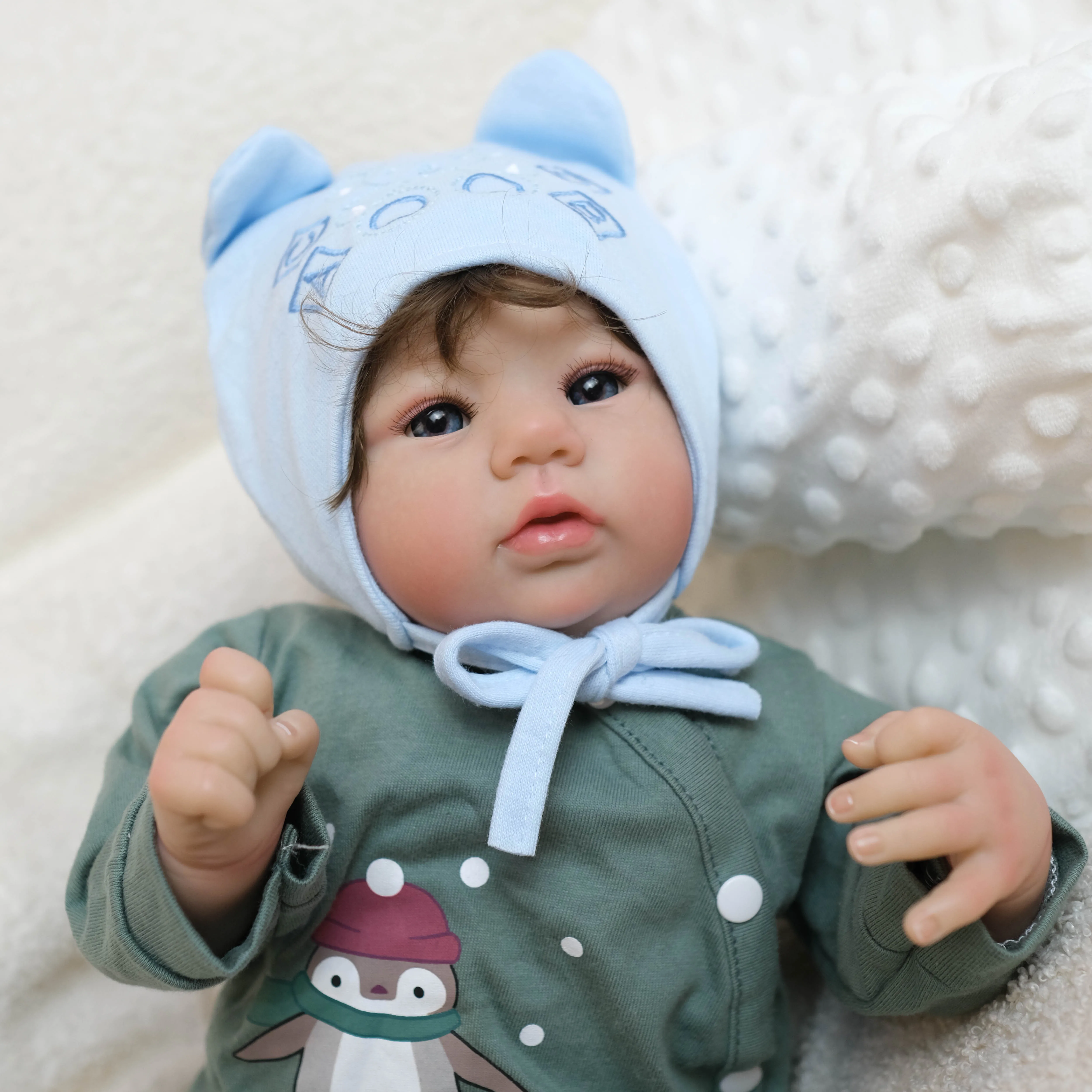 

NPK 45cm Abigail Lifelike Reborn Doll Soft Touch Cuddly Body Doll with Curly Rooted Hair Tone