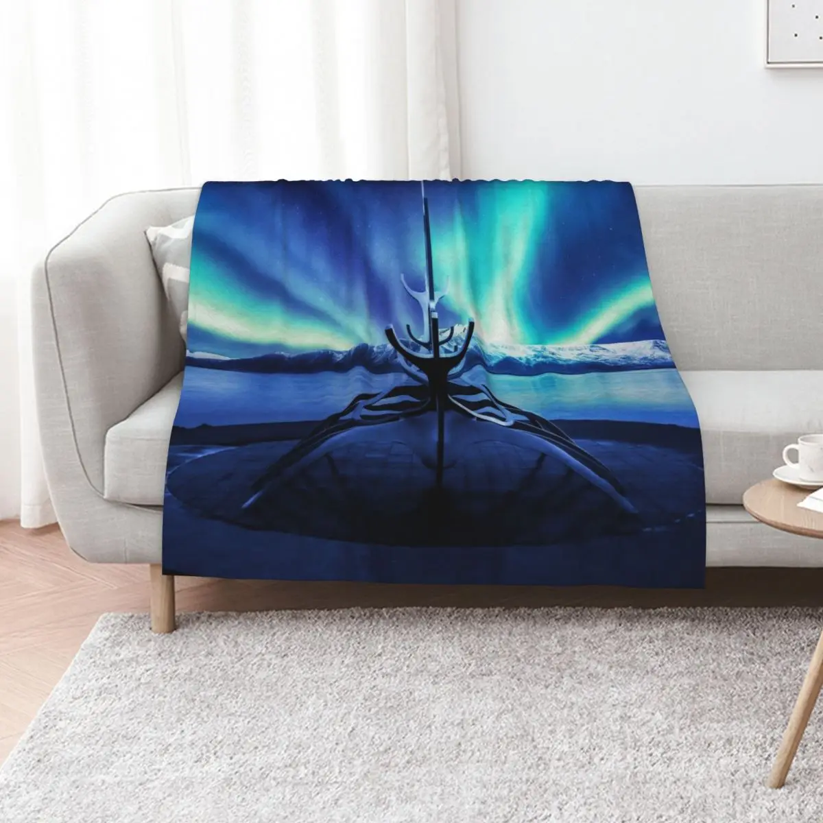 

Northern Lights at Sun Voyager Iceland Throw Blanket halloween Soft Plaid valentine gift ideas Extra Large Throw Blankets
