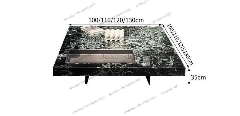 Italian green marble coffee table living room Italian minimalist modern simple light luxury box coffee table