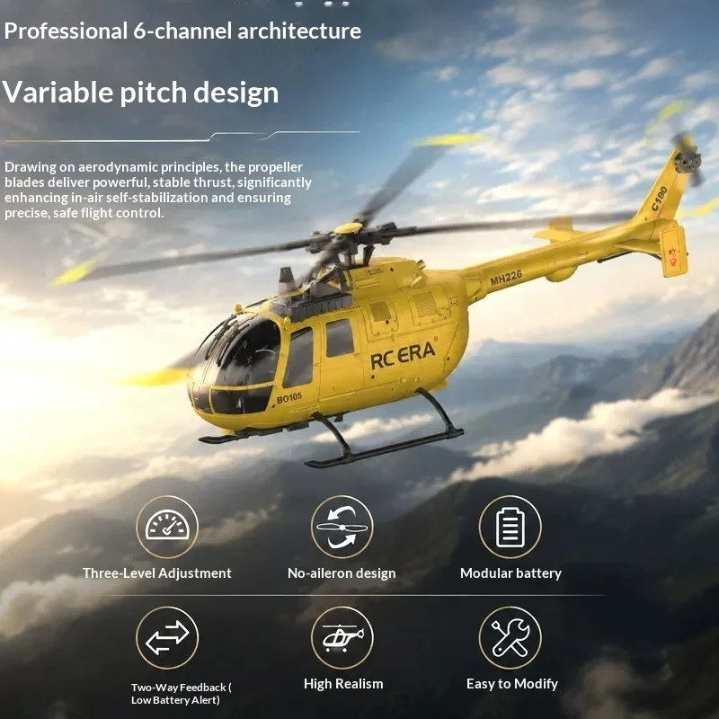 RC ERA RC Helicopter C180 BO 105 Dual Brushless One Key Inverted Flight Optical Flow Positioning Lidar 3D Flight Outdoor Hobby