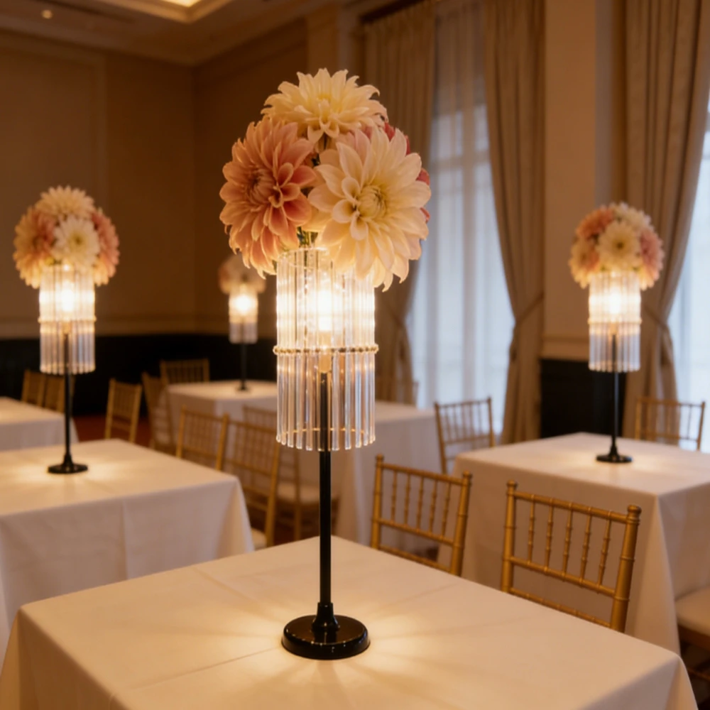 5/10pcs wireless Lilluminated 3 tires acrylic vase wedding decoration table center piece Canderabra birthday party