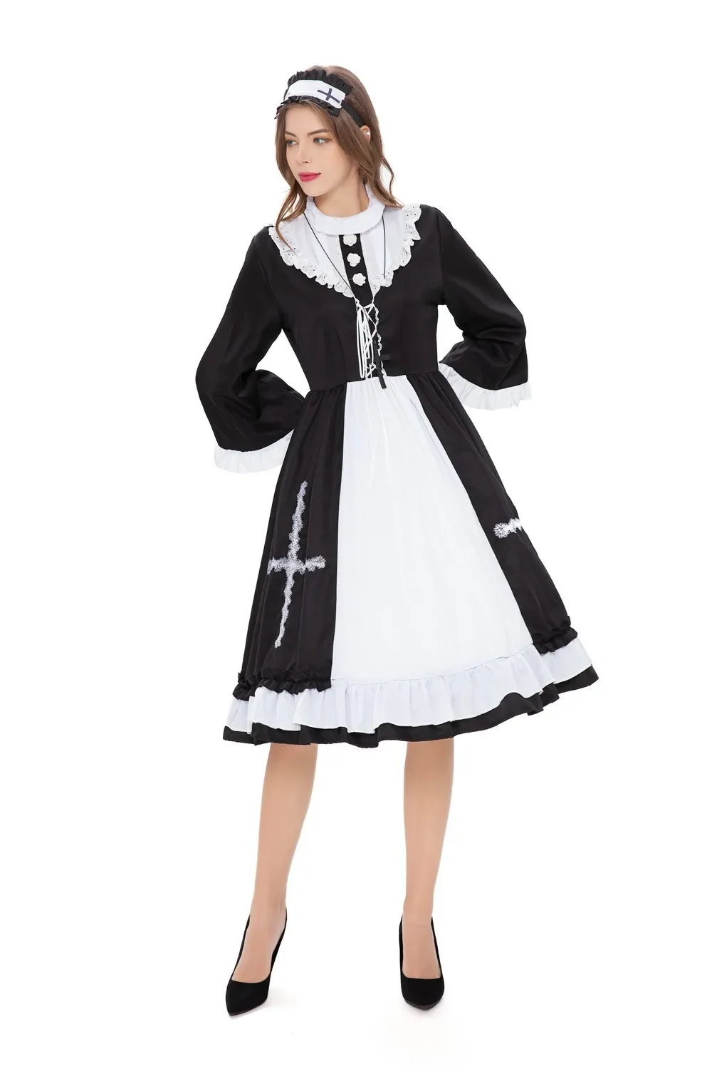 Sexy Lolita Jurk Meid Kostuum Halloween Voor Vrouwen Nonnen Cosplay Kostuums