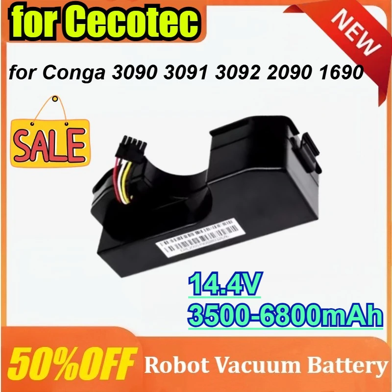 

Newly upgraded Vacuum Cleaner Battery 14.4V 6800mAh Replacement for Cecotec Conga 3090 3091 3092 2090 1690 Rechargeable Battery