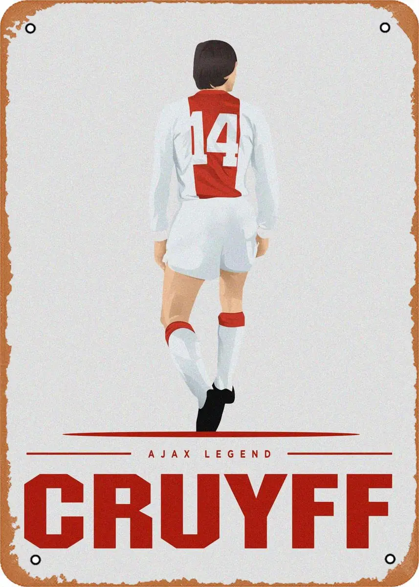 Johan Cruyff Metal Tin Sign 8 x 12 in Sport Player Vintage Poster Man Cave Decorative