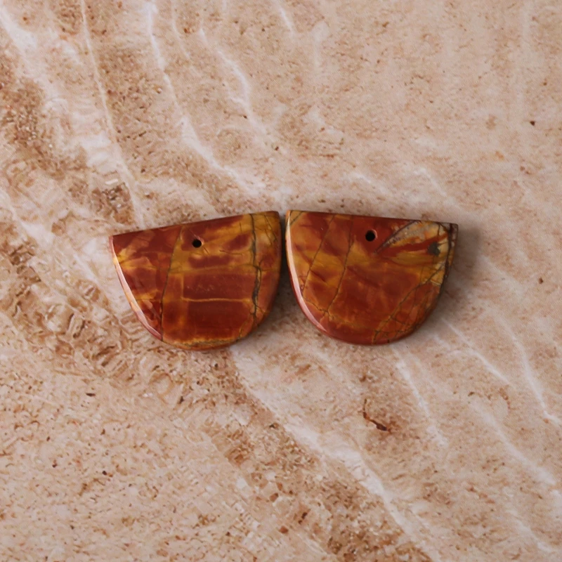 

Natural Stone Jewelry Set for Women, Multi-Color, Picasso Jasper, Semicircle Earring Beads, 21x15x4mm, 4.2g