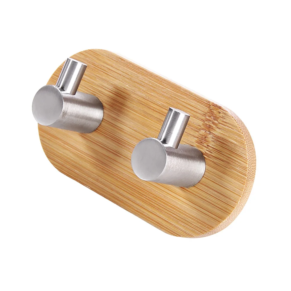 

Self Adhesive Wall Stainless Steel Bamboo Traceless Hooks for Clothes Bags Hats Strong Adhesive Large Capacity Smooth Surfaces