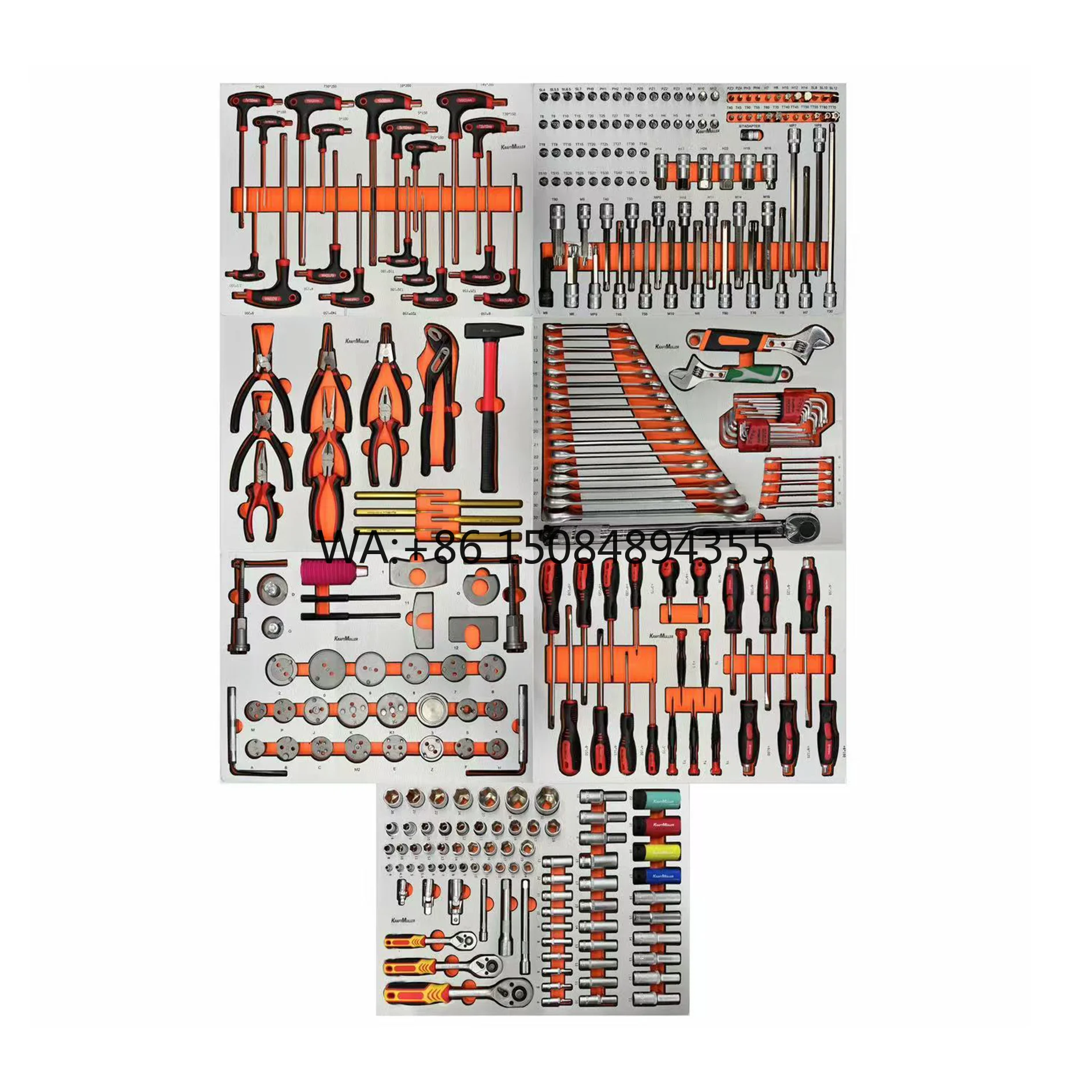 Wholesale 322 Pcs Mechanic Hand Tool Sets Auto Repair Kit with Iron Wrench Screwdriver Cr-V Hammer OEM Customizable