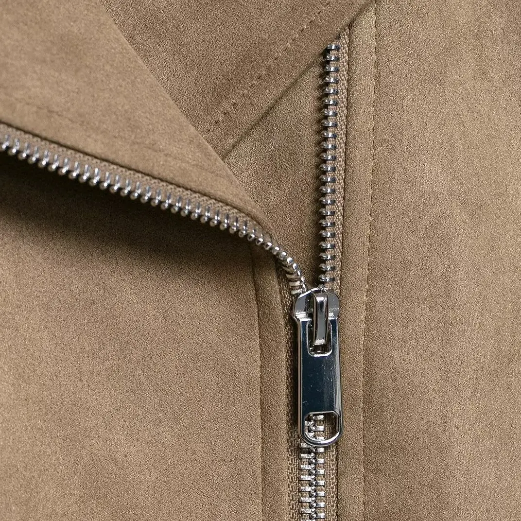 معطف JNLEAOG للسيدات من Faion للدراجات النارية Jaet للخريف الجديد متعدد الاستخدامات من جلد الغزال الصناعي 30284 معطف فضفاض غير رسمي من البوليستر